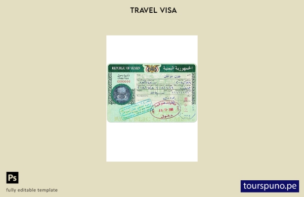 Plantilla de visa para Yemen lista para imprimir